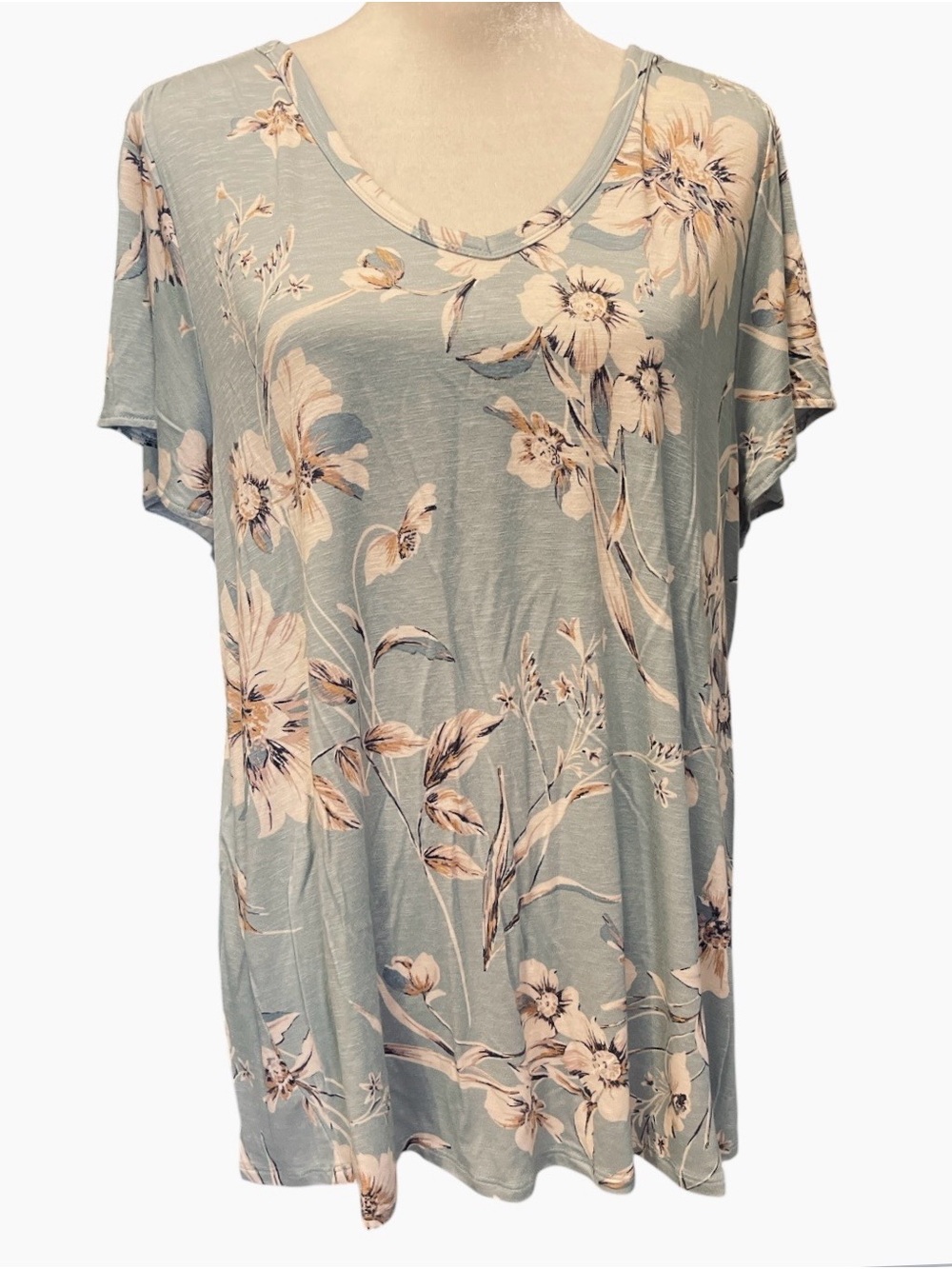 Maurices Blue Floral V Neck Top